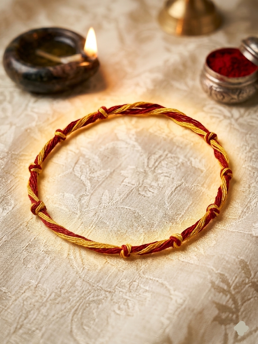 “Mahalakshmi Kalawa (9 Knot) – Dhan, Suraksha & Positive Energy Bracelet”
