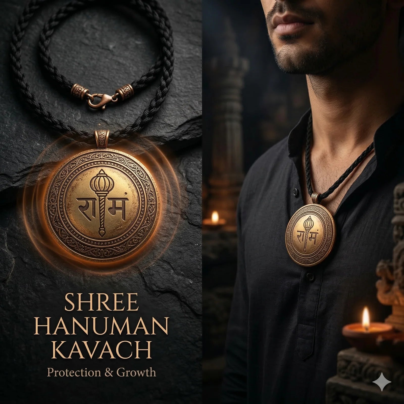 Shree Hanuman Kavach – Antique Finish Pendant for Protection & Growth