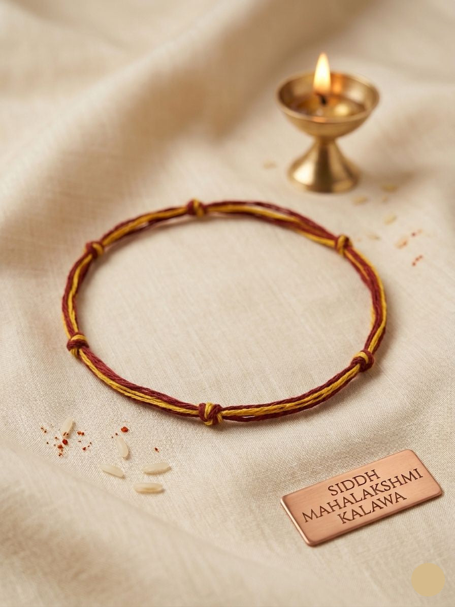 “Mahalakshmi Kalawa (9 Knot) – Dhan, Suraksha & Positive Energy Bracelet”